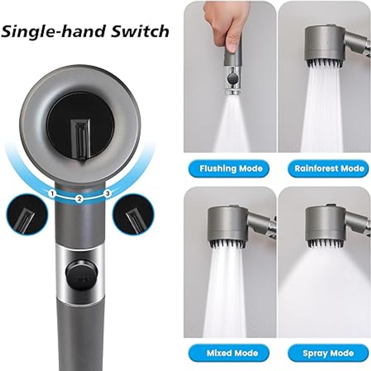 MOVI - Cabezal de Ducha de Alta Presión 4 en 1 - Multifuncional