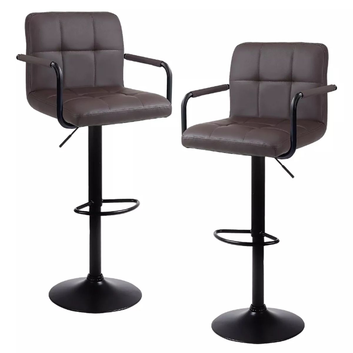 ARTIHOGAR - Pack Sillas Bar  Milan D Luxe Ecocuero con Apoyabrazo color Marrón