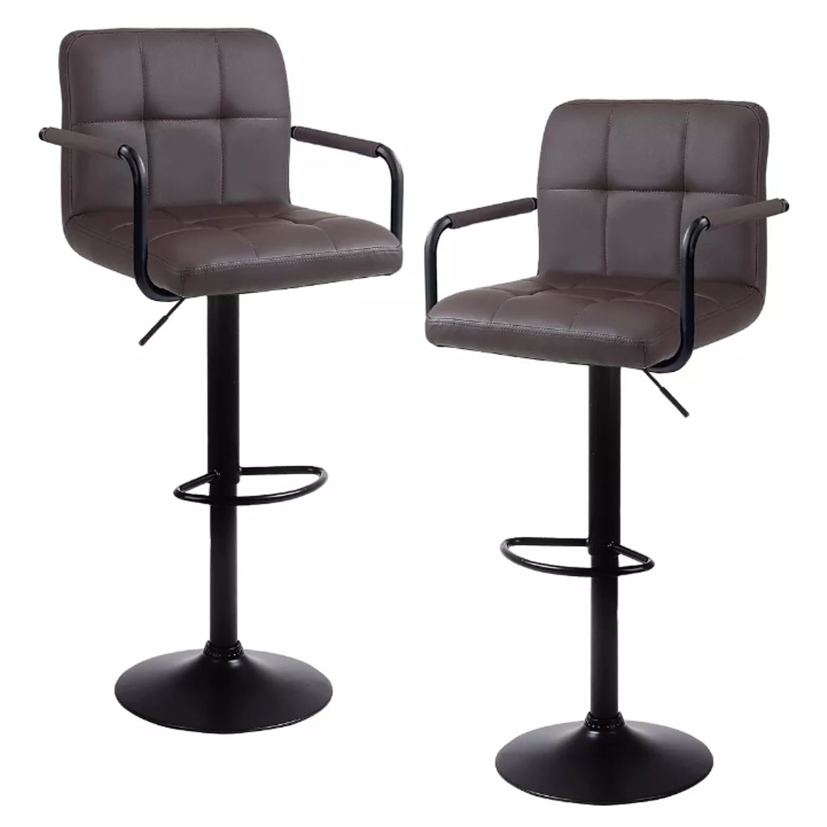 ARTIHOGAR - Pack Sillas Bar  Milan D Luxe Ecocuero con Apoyabrazo color Marrón