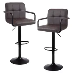 ARTIHOGAR - Pack Sillas Bar Milan D Luxe Ecocuero con Apoyabrazo color Marrón