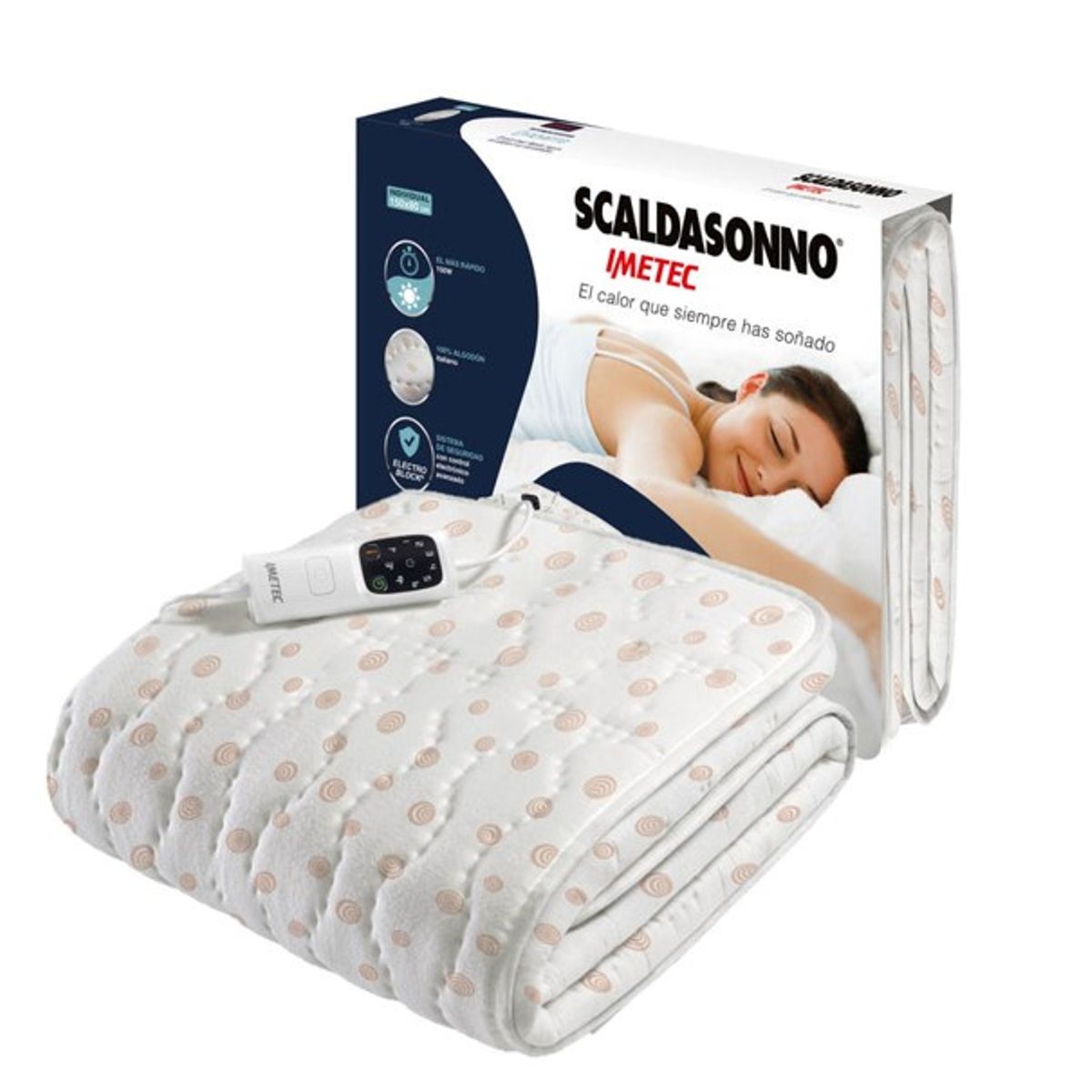 IMETEC - Frazada Calientacama 1 Plaza Adapto individual Cotton R1505