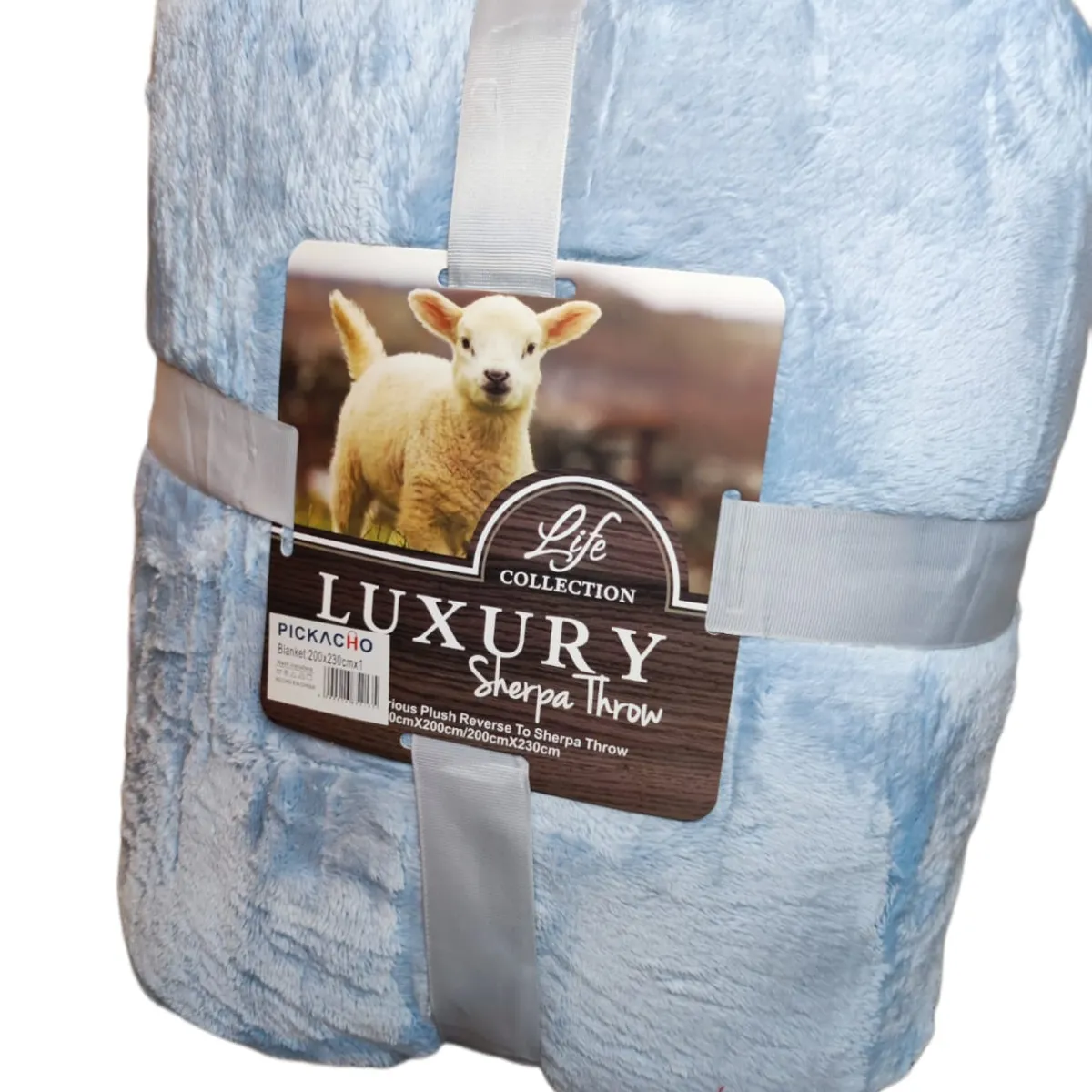 GENERICO - Frazada Plush con Sherpa Chiporro Azul Reversible 200x230