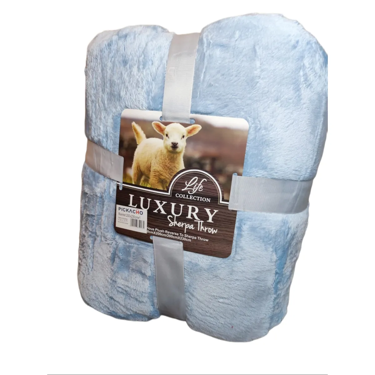 GENERICO - Frazada Plush con Sherpa Chiporro Azul Reversible 200x230