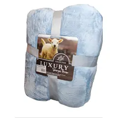 GENERICO - Frazada Plush con Sherpa Chiporro Azul Reversible 200x230