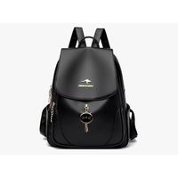 Mochila Urbana Cuero Mujer 15l Color Negro Serie CAT