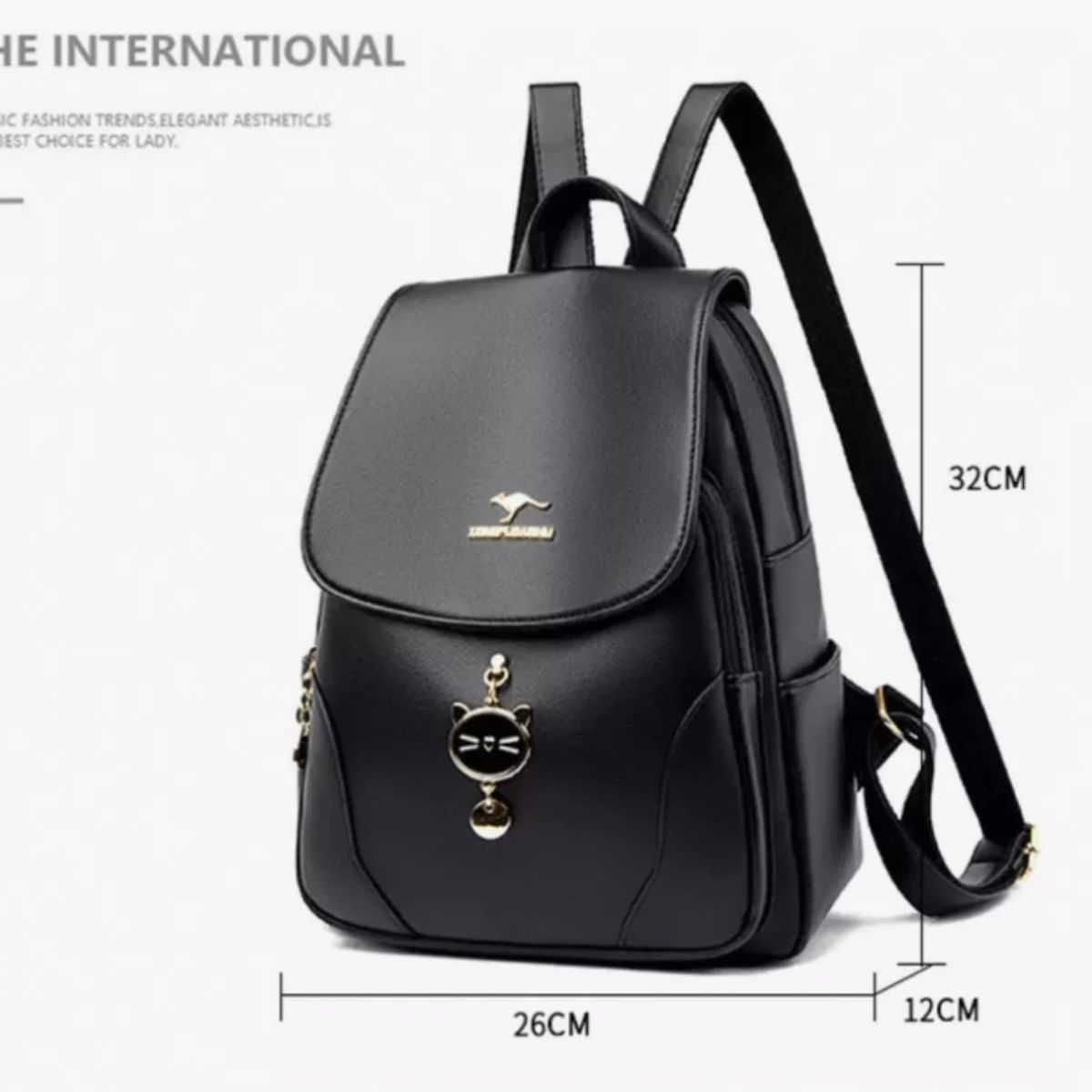 MOMO - Mochila Urbana Cuero Mujer 15l Color Negro Serie CAT