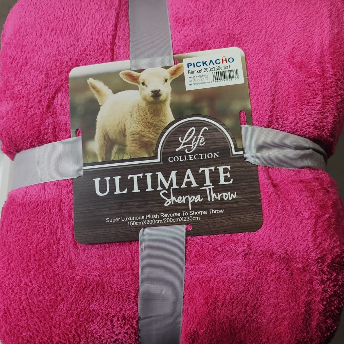 GENERICO - Frazada Plush con Sherpa Chiporro Fucsia Reversible 200x230.