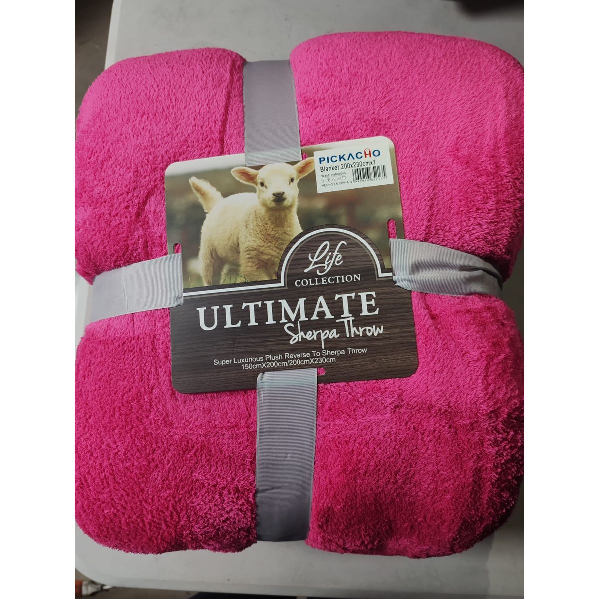 GENERICO - Frazada Plush con Sherpa Chiporro Fucsia Reversible 200x230.