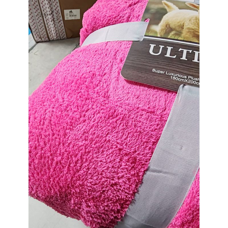 GENERICO - Frazada Plush con Sherpa Chiporro Fucsia Reversible 200x230