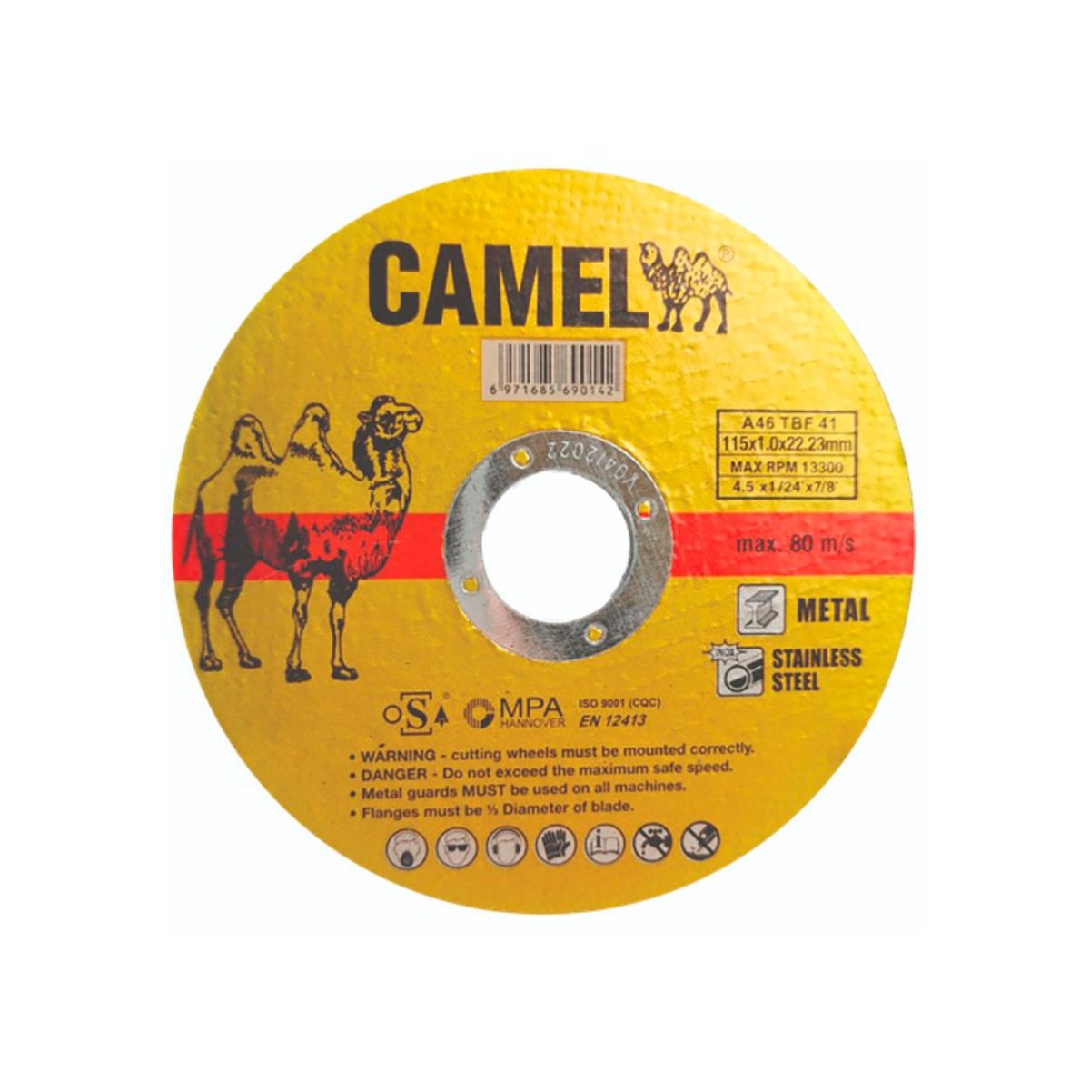 CAMEL - DISCO CORTE METAL/INOX CAMEL A46  DE 115MM X 1MM - 50 unidades