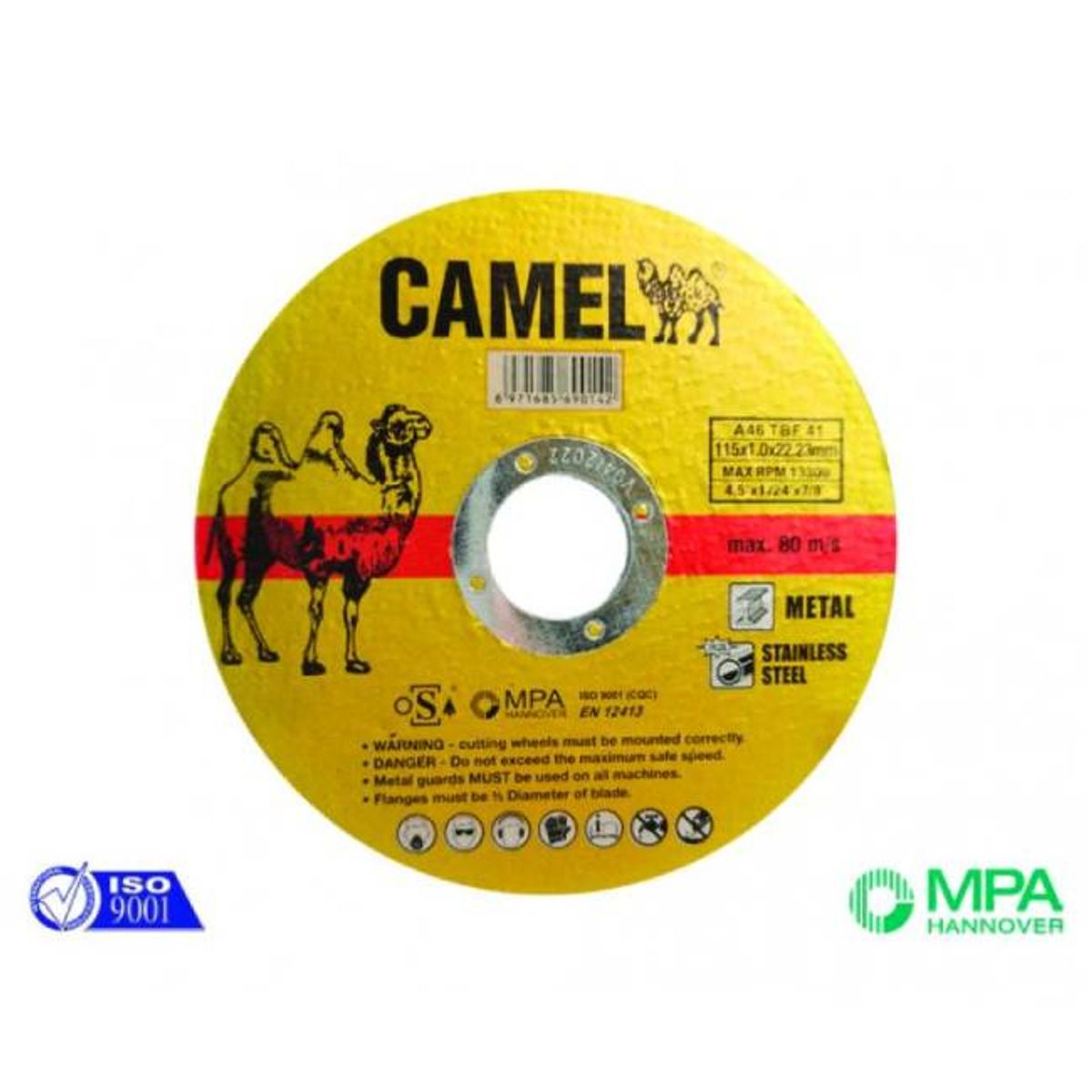 CAMEL - DISCO CORTE METAL/INOX CAMEL A46  DE 115MM X 1MM - 50 unidades
