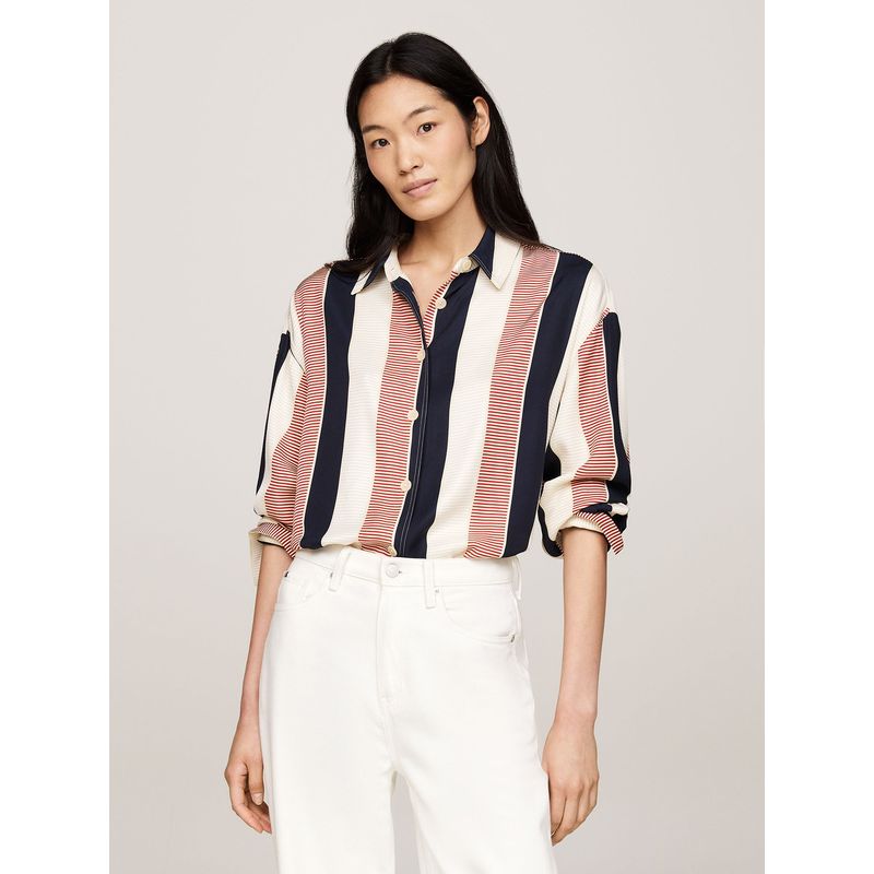 TOMMY HILFIGER - Camisa A Rayas Con Logo Metálico Multicolor Tommy Hilfiger