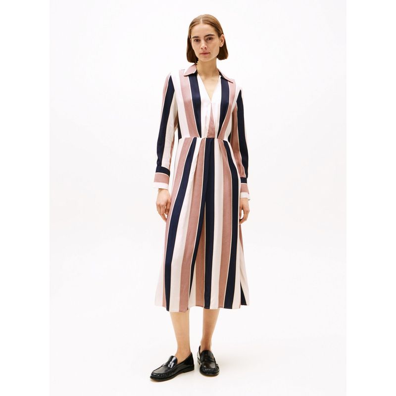 TOMMY HILFIGER - Vestido Global Stripe De Viscosa Multicolor Tommy Hilfiger
