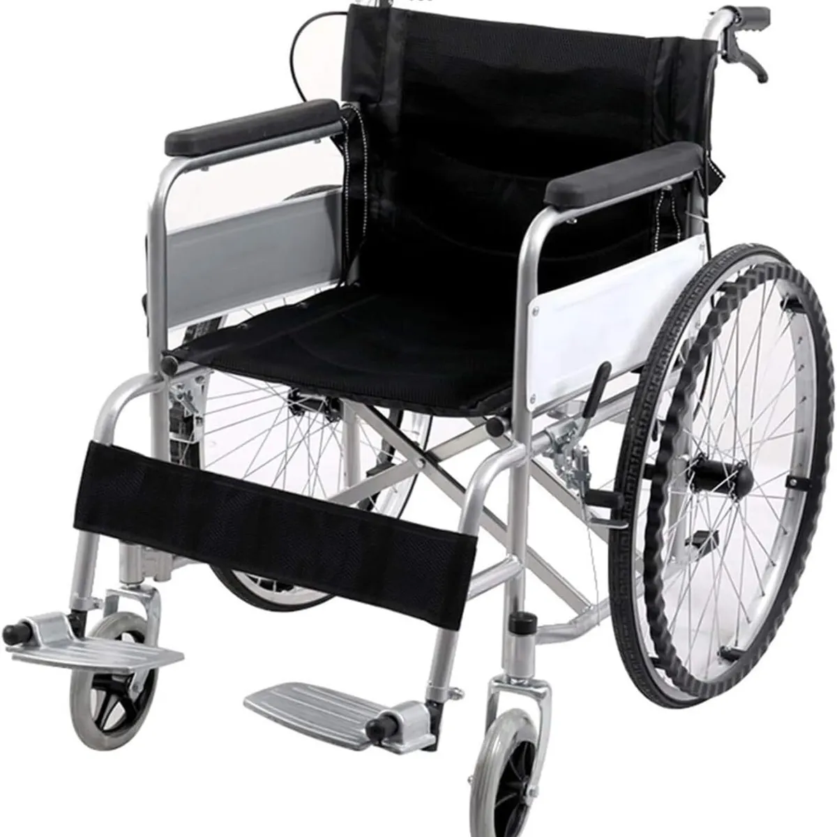 KUANGYE - Silla De Ruedas Ligera Plegable Con Descansapies Color Negro