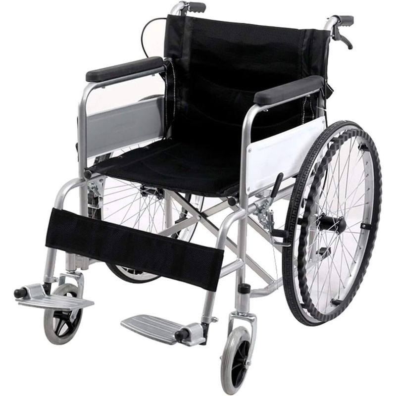 KUANGYE - Silla De Ruedas Ligera Plegable Con Descansapies Color Negro