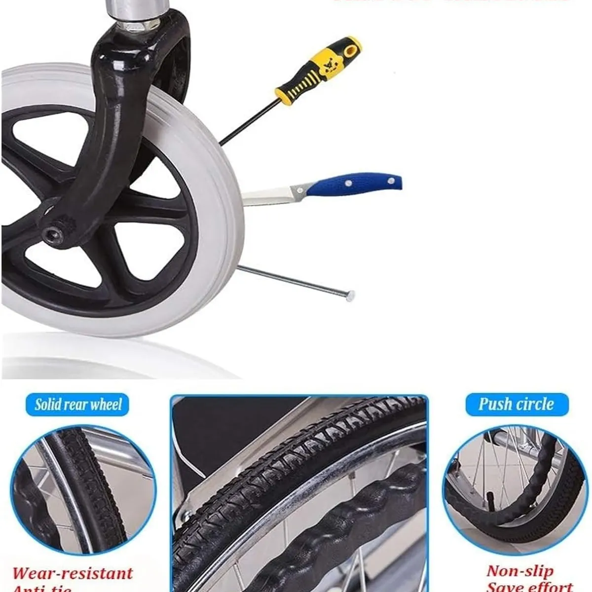 KUANGYE - Silla De Ruedas Ligera Plegable Con Descansapies Color Negro