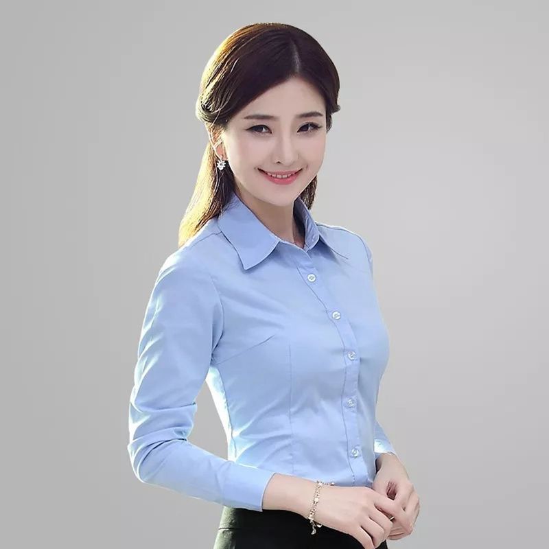 EDWINAYY - Blusa Oxford Light Manga Larga Sexy Moda Mujer Camisa