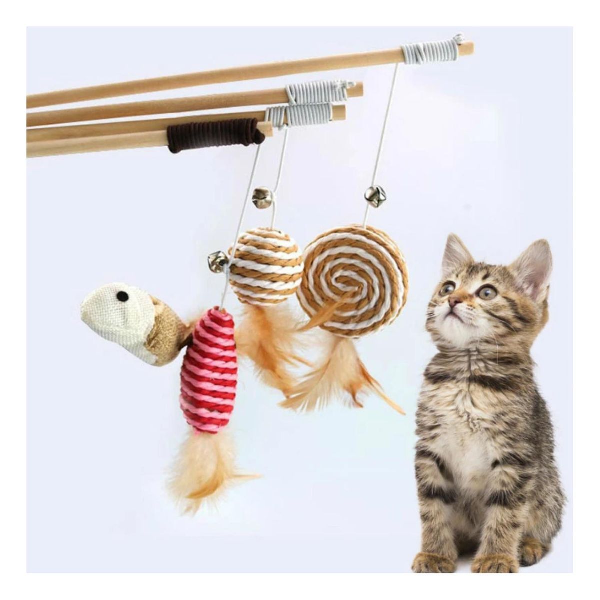 GENERICO - Juguete Varita Con Bola o Raton Para Gatos Mascotas