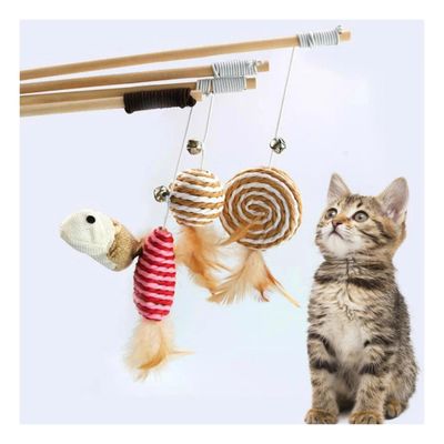 Imagen 2 del producto Juguete Varita Con Bola o Raton Para Gatos Mascotas
