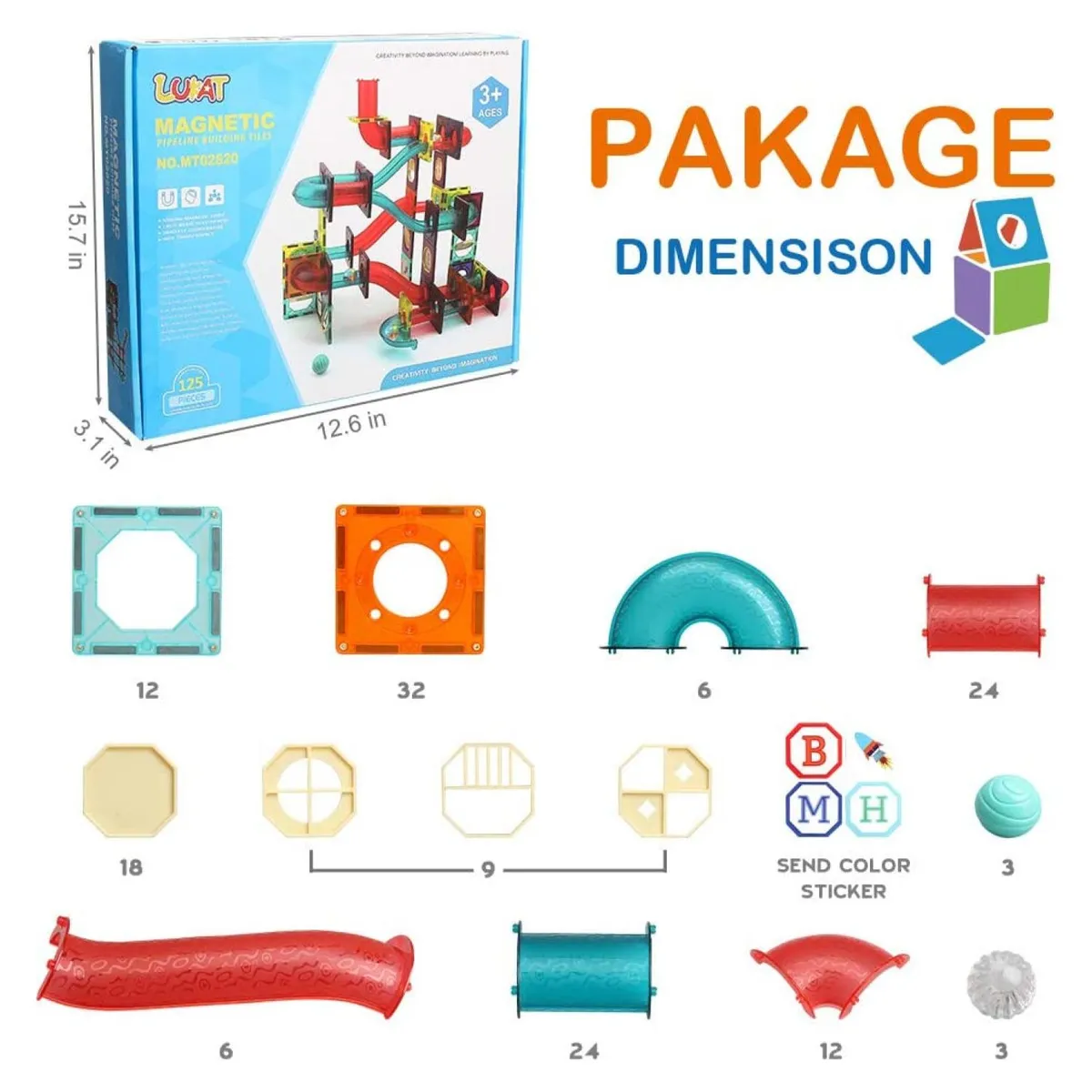 GENERICO - Juguete Construccion Bloques Magneticos 125 Piezas Colores