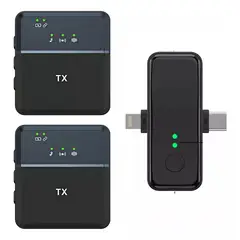 KUANGYE - Micrófono De Solapa Inalambrico Doble Para iPhone Y Android Sx31