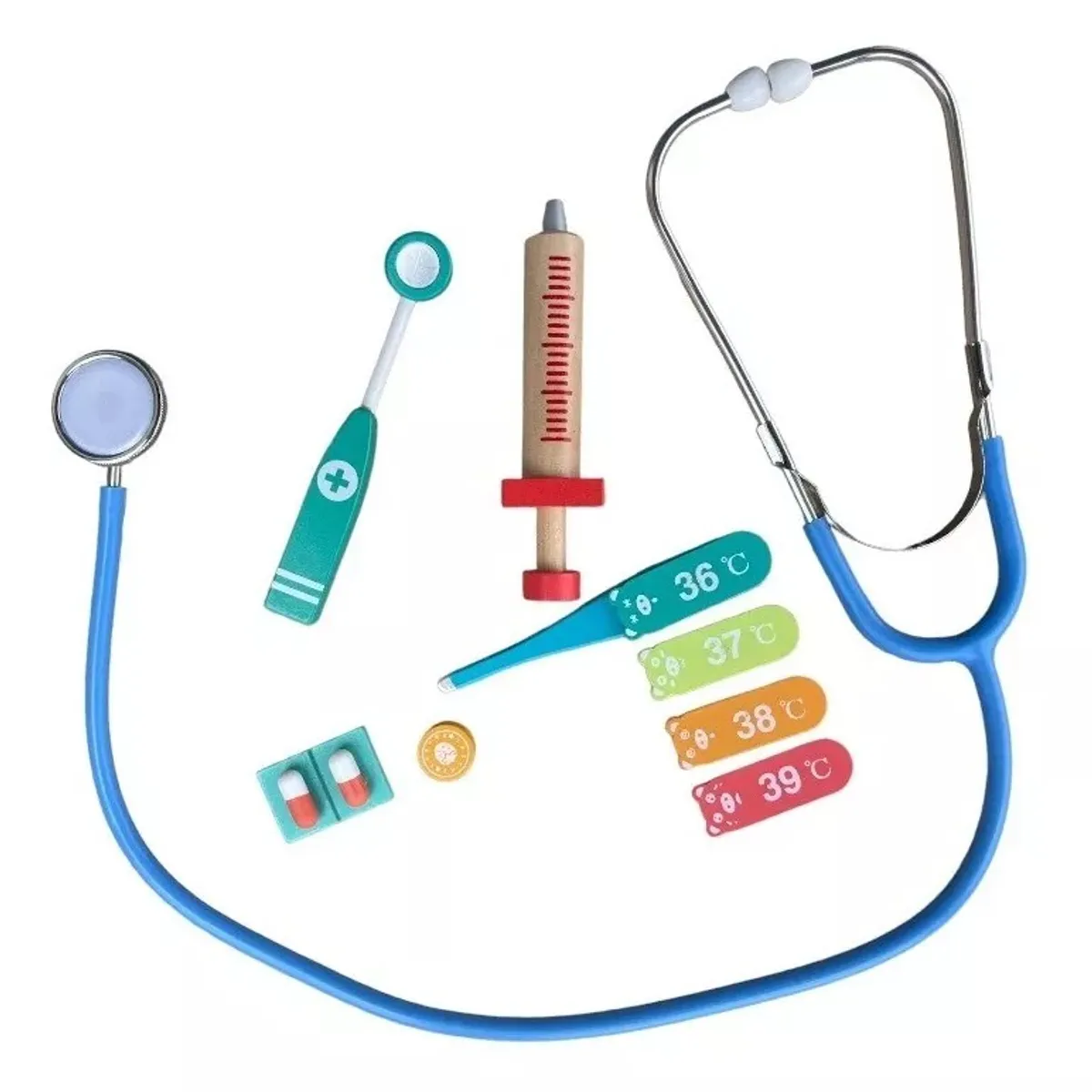 KUANGYE - Set Doctor Juguete Madera Estetoscopio Para Niños Y Niñas