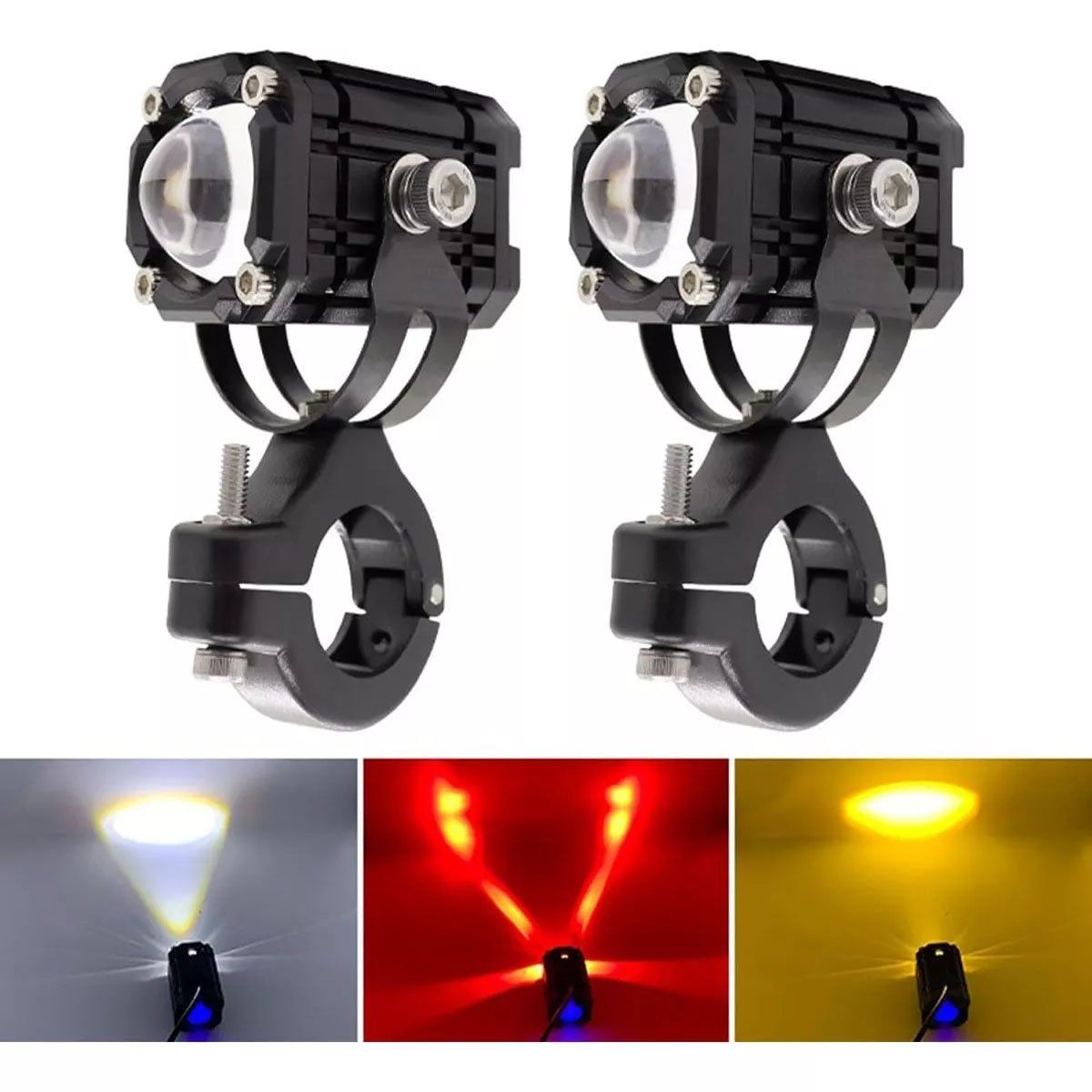 EDWINAYY - Par Luces Led Auxiliares Faros De Lupa Para Auto Moto 60w