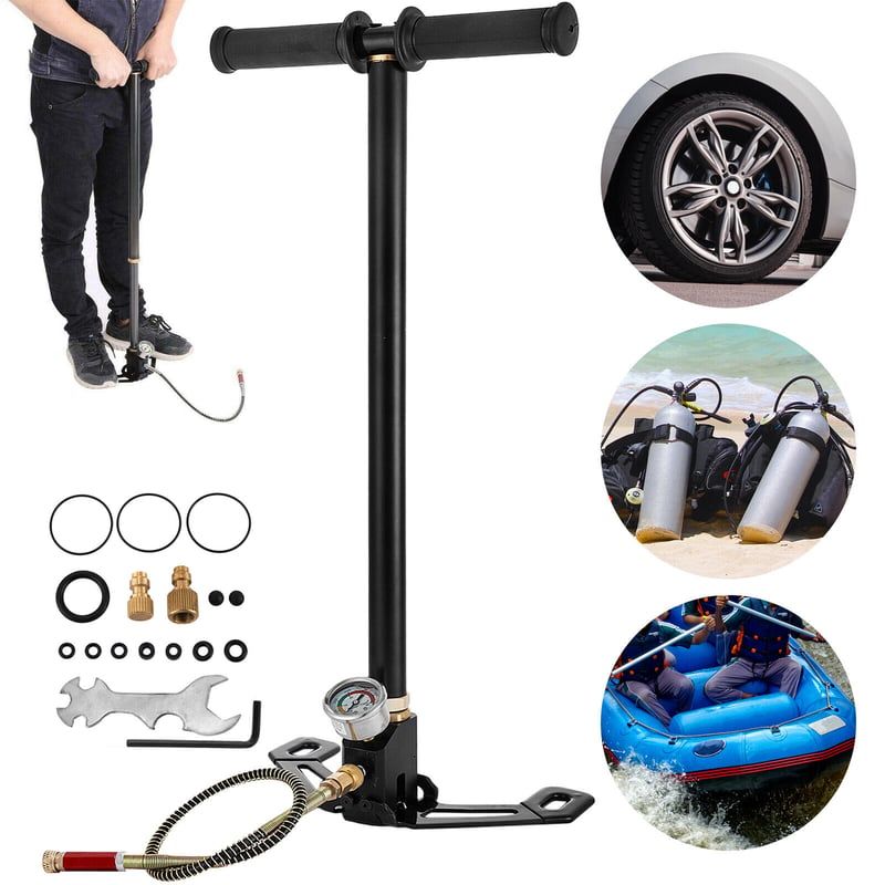 GENERICO - Bombín De Mano Para Bicicleta Negro 4 Etapas 4500 Psi