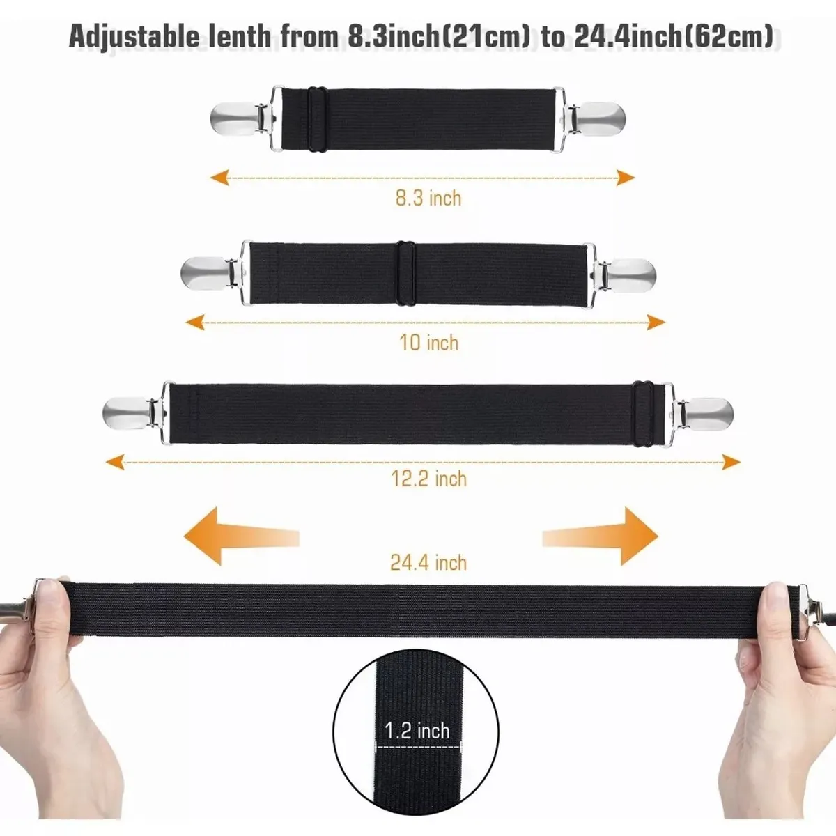 KUANGYE - Sujetadores De Sábana De Cama Correa Ajustable 8 Unidades