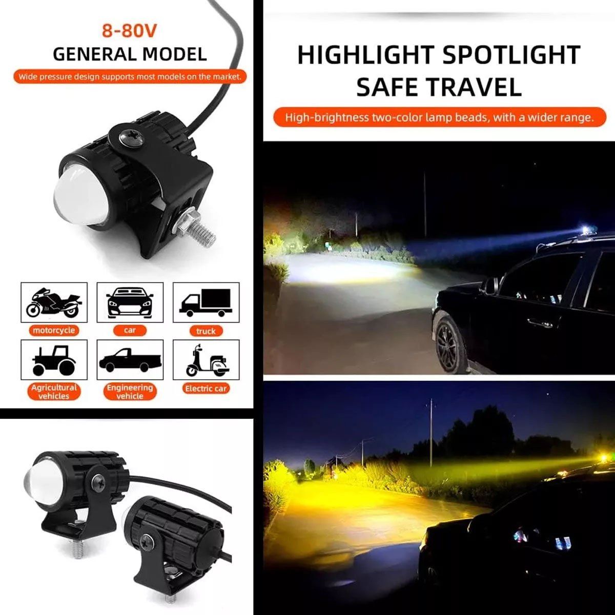 Par Luces Led Auxiliares Faros De Lupa Para Auto Moto 60w, marca EDWINAYY - Foto 2
