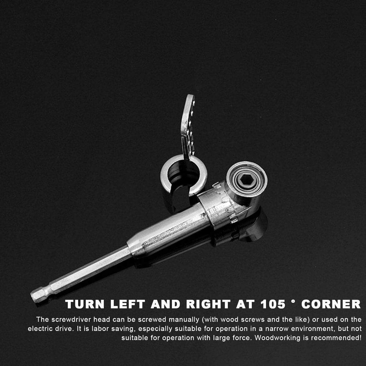 KUANGYE - Taladro destornillador de ángulo largo con adaptador de 90 grados