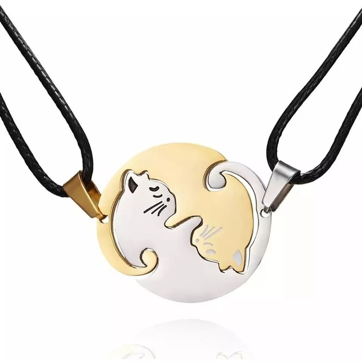 KUANGYE - Collar Pareja Novios Gatos Corazon San Valentín Regalo Amor