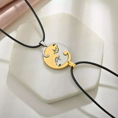 Imagen 2 del producto Collar Pareja Novios Gatos Corazon San Valentín Regalo Amor