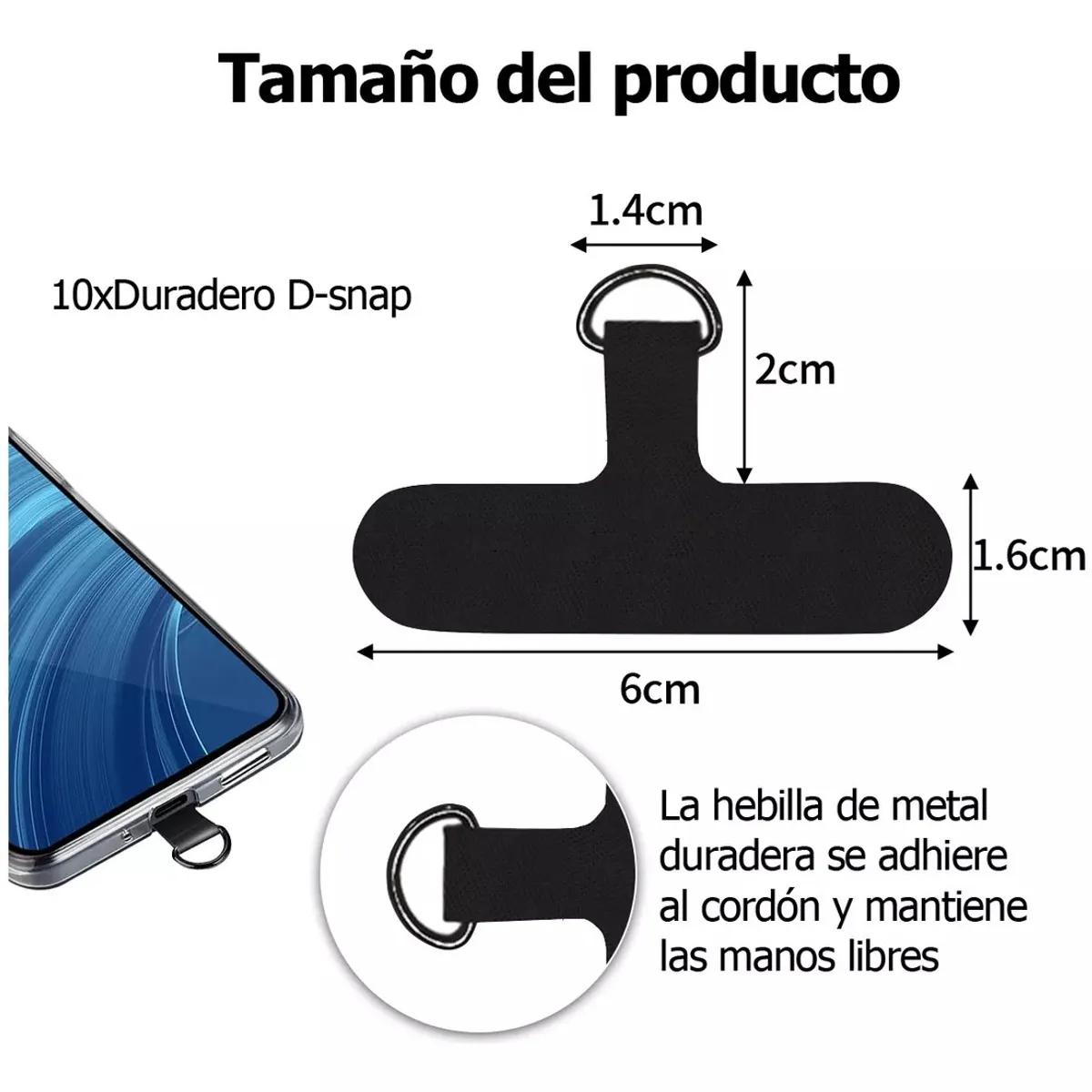 KUANGYE - Pack 10 Soporte Adhesivo Para Carcasa Colgante De Celular