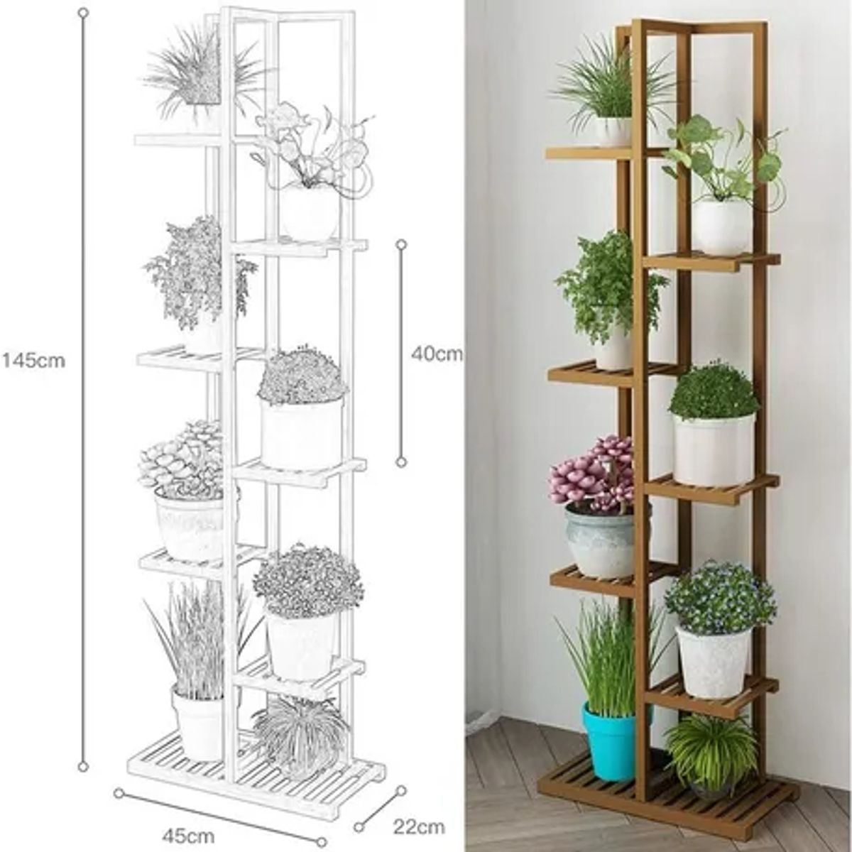 EDWINAYY - Soporte Para Macetas Estante Jardinera Huerto Plantas