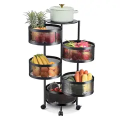 PROCHEF - Carro Organizador 5 Canastos Pivotantes Redondos
