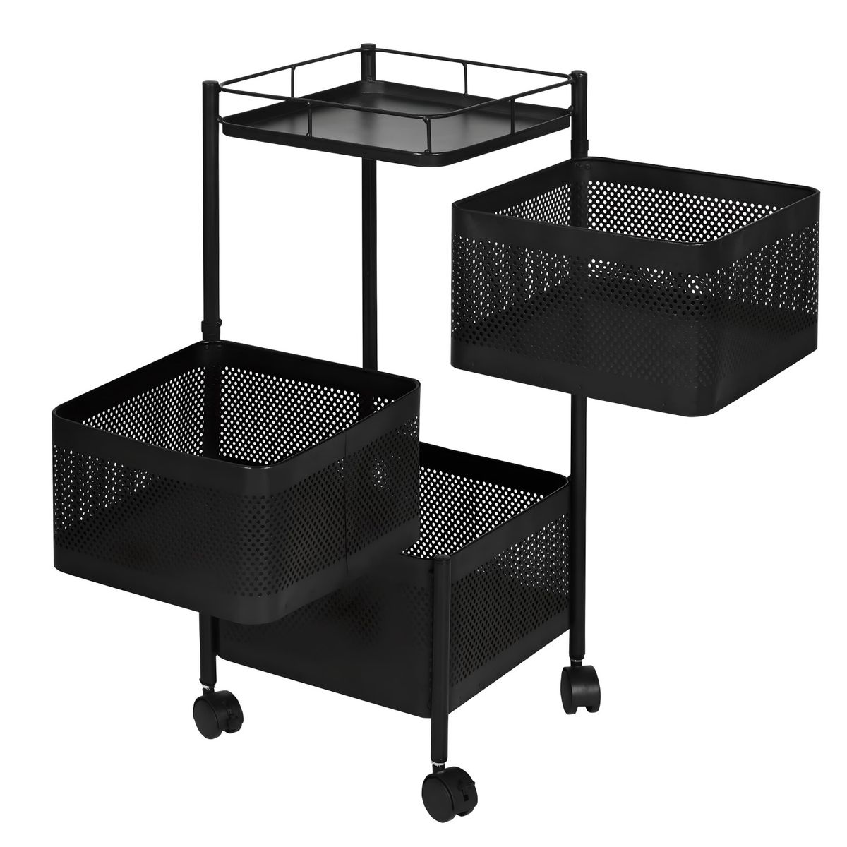 PROCHEF - Carro Organizador 3 Canastos Pivotantes Cuadrados