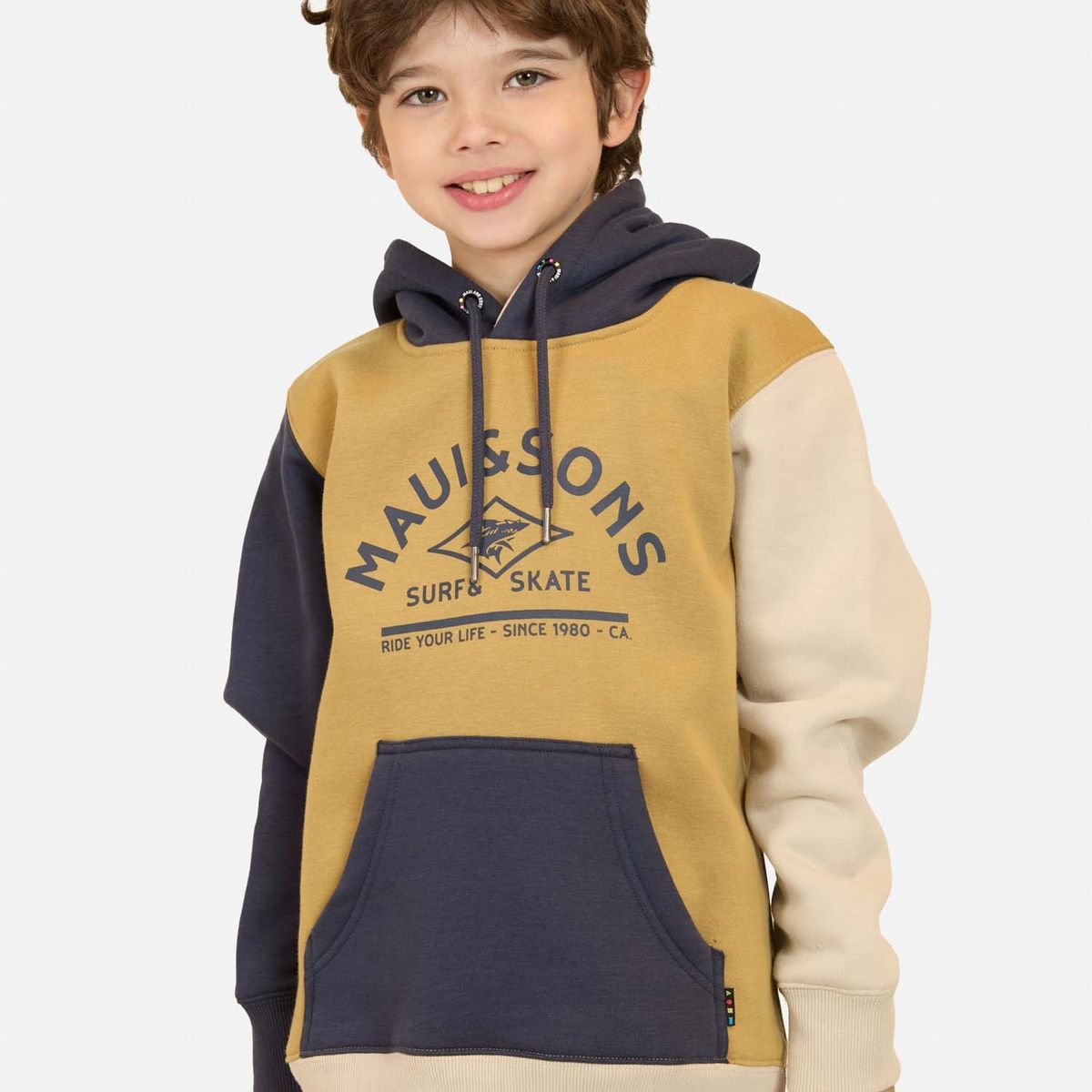 MAUI AND SONS - Poleron Canguro Dino Café Infantil Maui And Sons