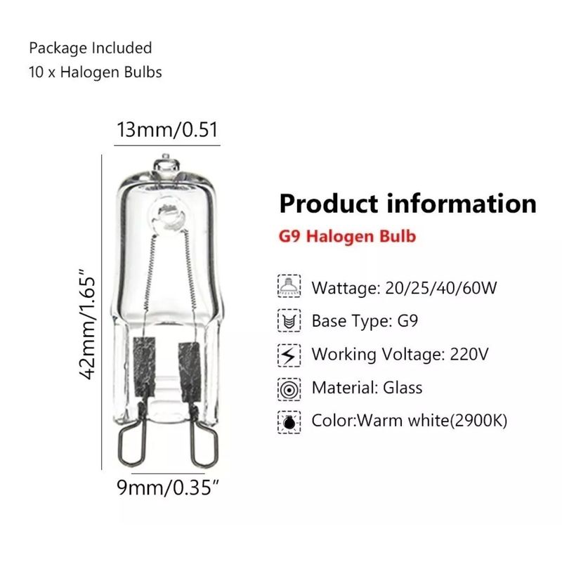 GENERICO - Pack 10 Bombillas Halógenas Led G9 Eco 60w