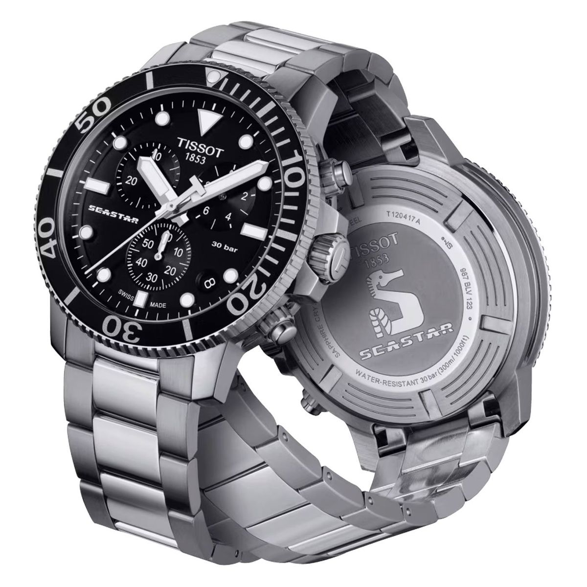 TISSOT - Reloj Tissot Seastar 1000 Crono Acero Negro