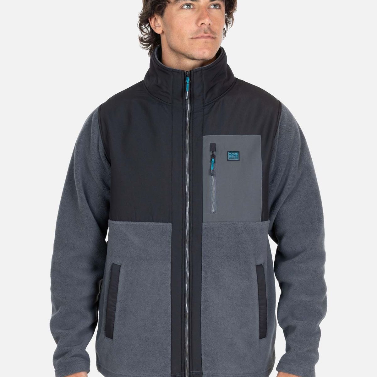 MAUI AND SONS - Poleron Micropolar Tripic Gris Hombre Maui And Sons - Gris