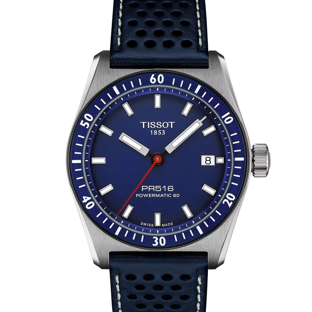TISSOT - Reloj Tissot PR516 Powermatic 80 Cuero Azul