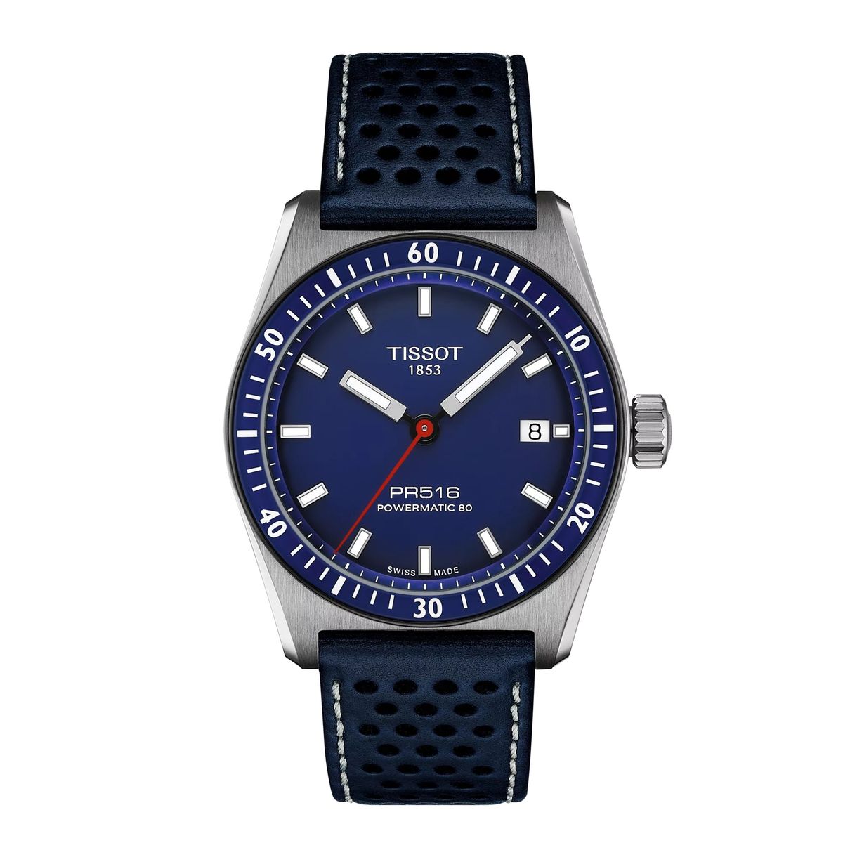 TISSOT - Reloj Tissot PR516 Powermatic 80 Cuero Azul