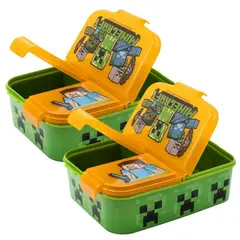 INTEK GAMES - Set 2 Portasandwich Multicompartimento Minecraft Libre Bpa