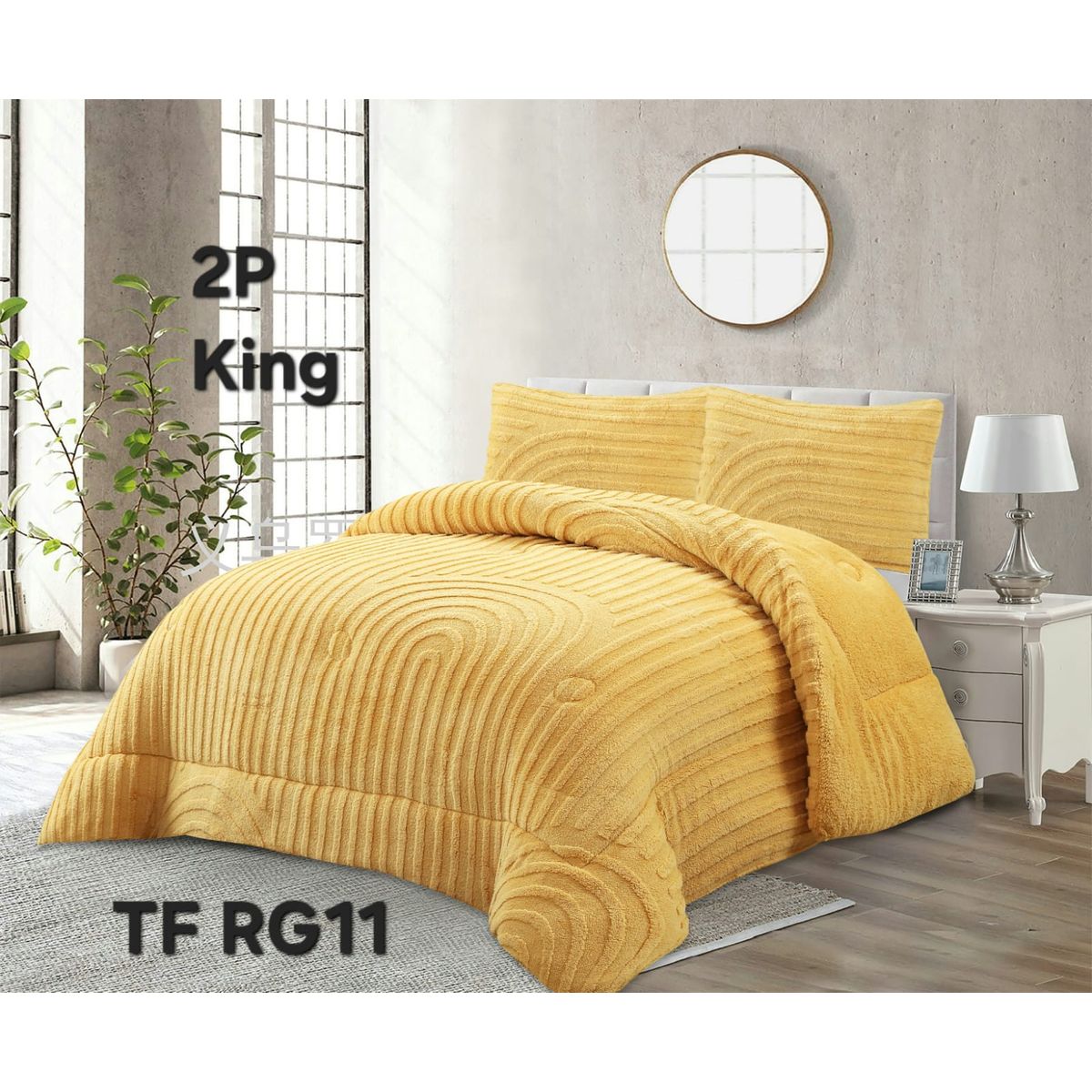 GENERICO - Cobertor texturizado linea con chiporro 230x250 +  funda de almohada