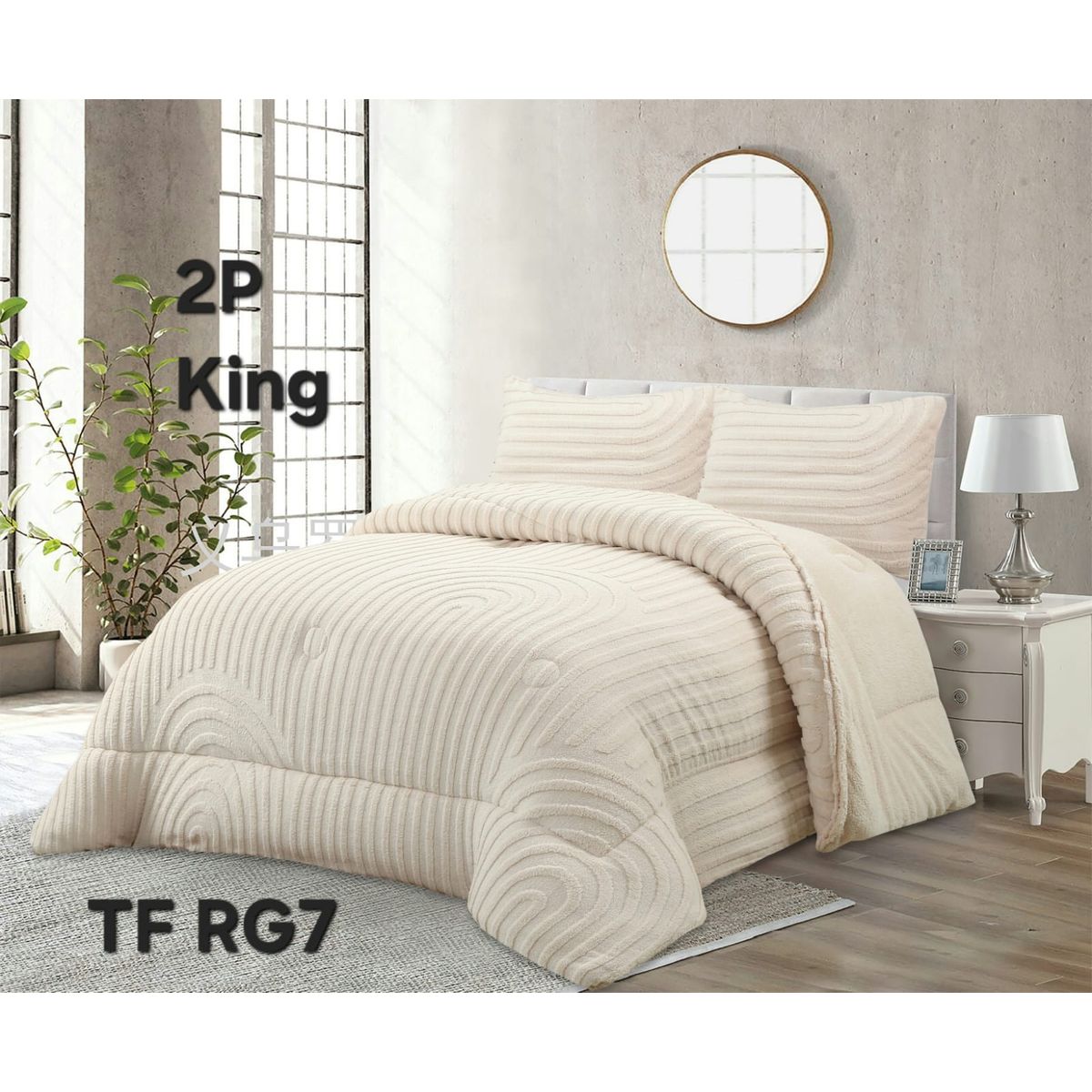 GENERICO - Cobertor texturizado linea con chiporro 230x250 +  funda de almohada