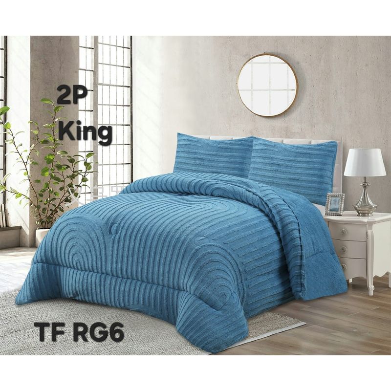 GENERICO - Cobertor texturizado linea con chiporro 230x250 +  funda de almohada