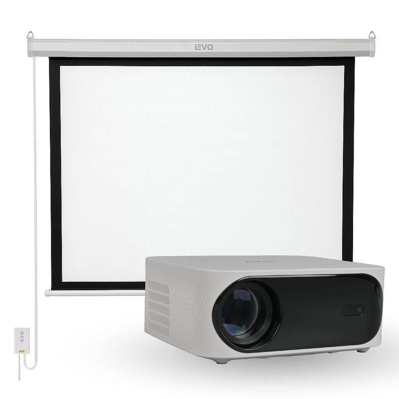 LEVO - Proyector Portatil Orion 12000lm + Telón 60" Eléctrico LEVO