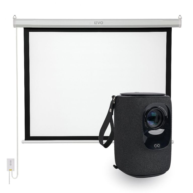 LEVO Proyector Portatil Nova 9000lm + Telón 60" Eléctrico