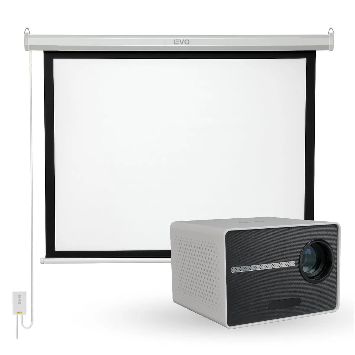 LEVO - Proyector Portatil Halo 9000lm + Telón Electrico 80" LEVO